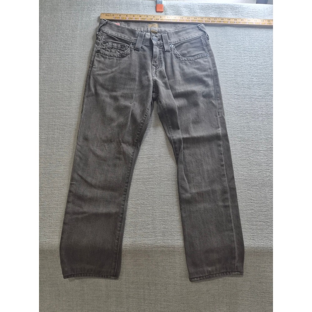 True Religion Geno Straight Leg Jeans Mens 28 Gray Denim Cotton Relaxed Slim
